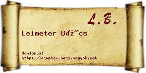Leimeter Bács névjegykártya